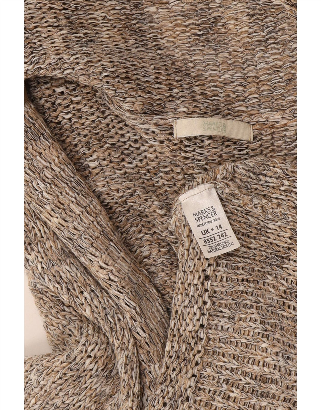 Marks & Spencer - Cárdigan con lazo frontal para mujer, talla 40, talla grande, color gris moteado