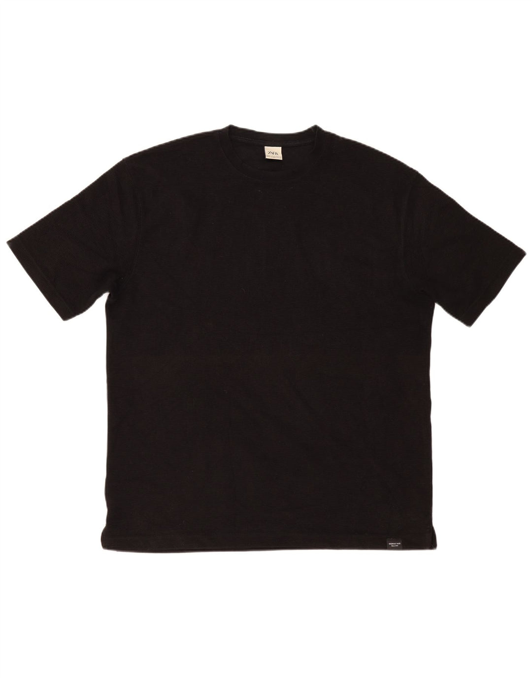 Zara Hombre Camiseta Top XL Algodón Negro