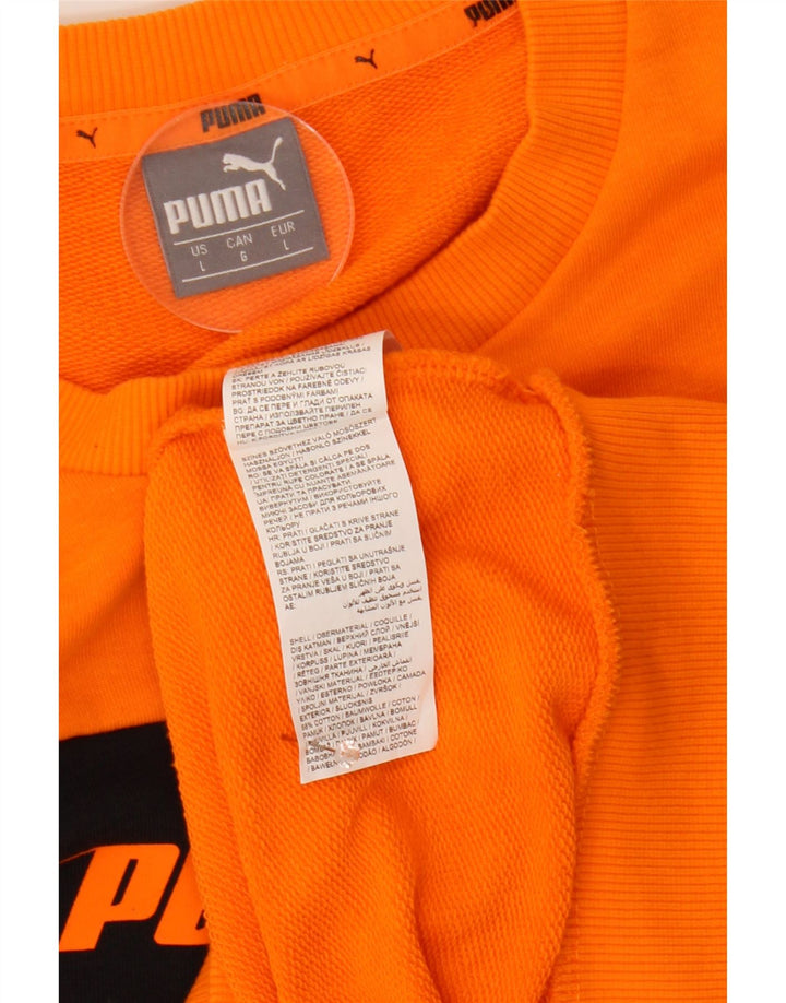 Puma Hombre Sudadera Gráfica Jumper Large Naranja Colorblock Algodón