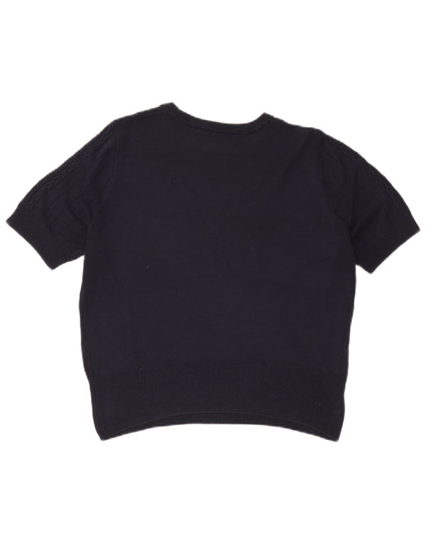 Marks & Spencer Suéter Corto con Cuello Redondo para Mujer UK 44 Medio Azul Marino