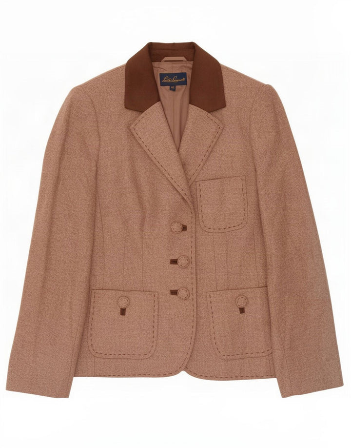 Luisa Spagnoli Chaqueta tipo blazer de 3 botones para mujer IT 42 Lana marrón medio
