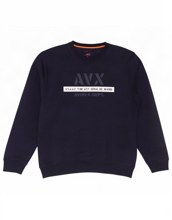 Avirex Sudadera gráfica para hombre Jumper 2XL Azul marino Poliéster