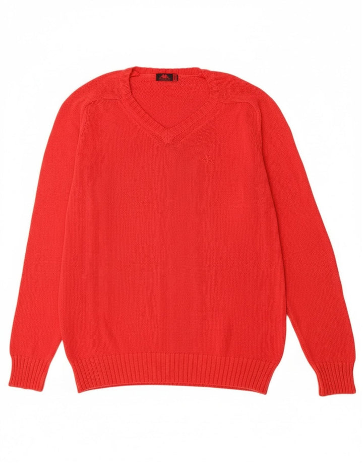 Kappa Hombre Jersey Con Cuello En V Jersey De Algodón Rojo Medio