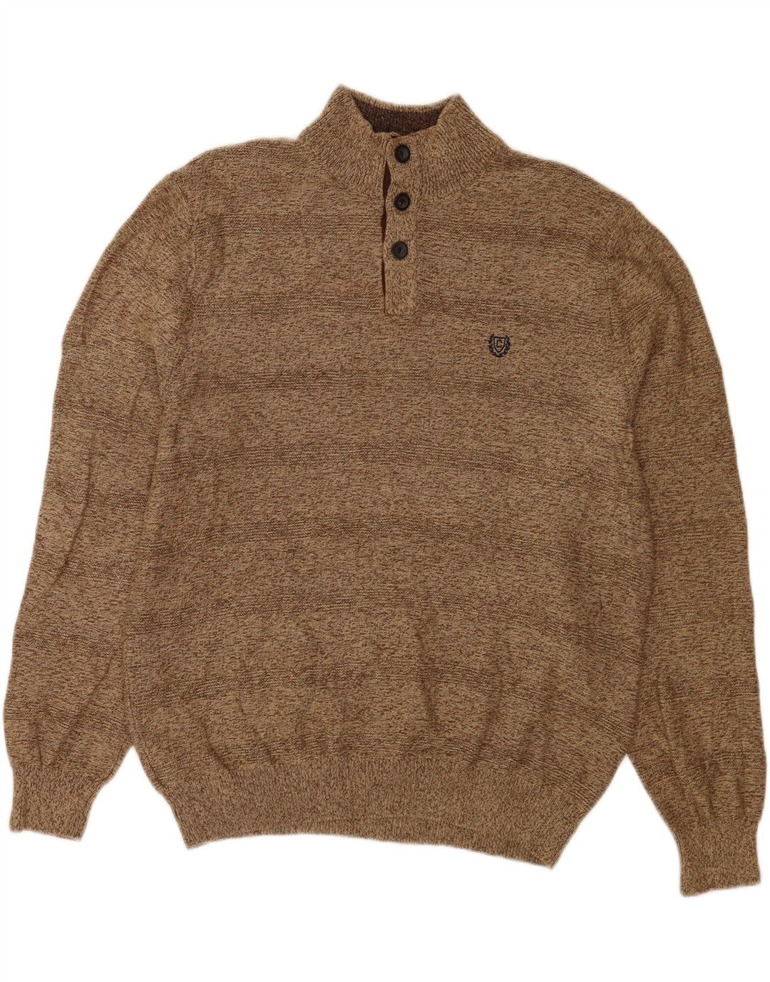 Chaps Suéter tipo jersey con cuello y botones para hombre, tamaño grande, algodón marrón
