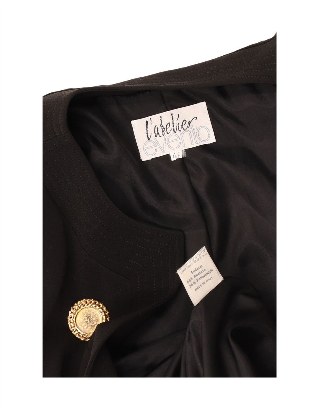 Chaqueta blazer abierta vintage para mujer IT 44 Acetato negro medio