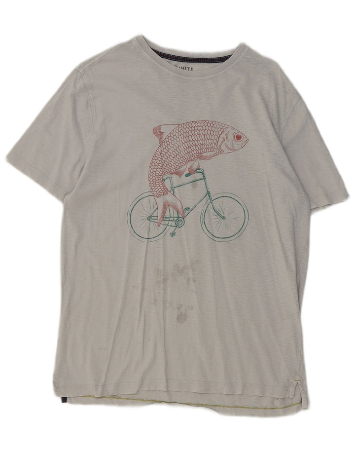 Camiseta gráfica para hombre de White Stuff, parte superior de algodón gris medio