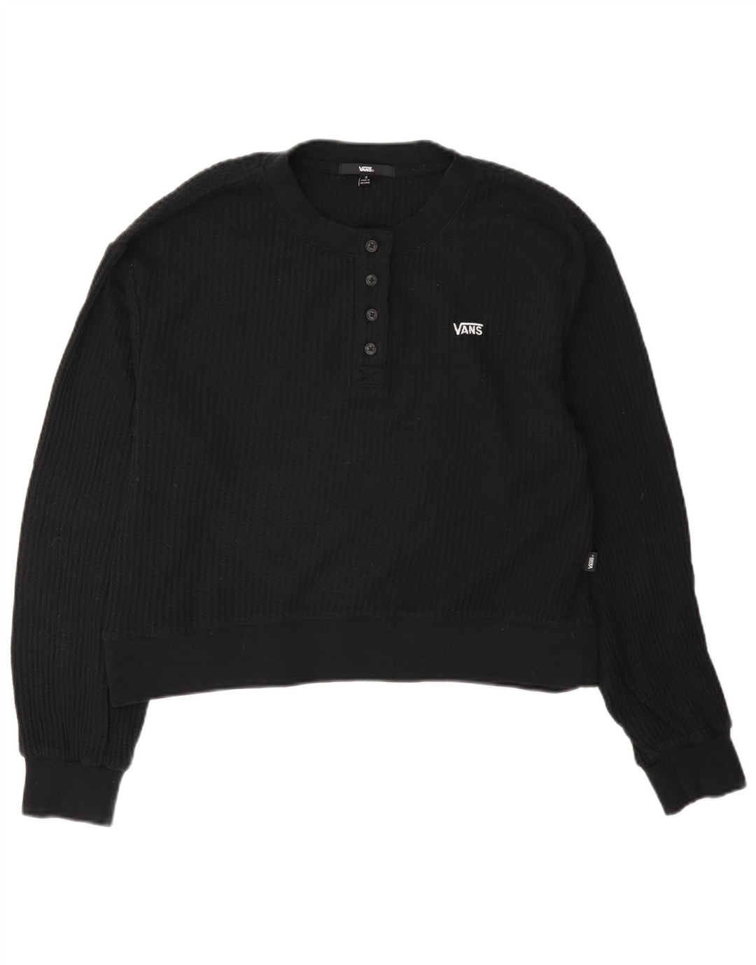Vans Sudadera extragrande con cuello y botones para mujer, talla S, color negro