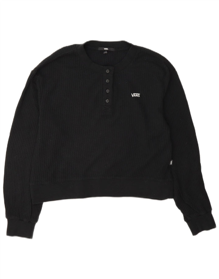 Vans Sudadera extragrande con cuello y botones para mujer, talla S, color negro
