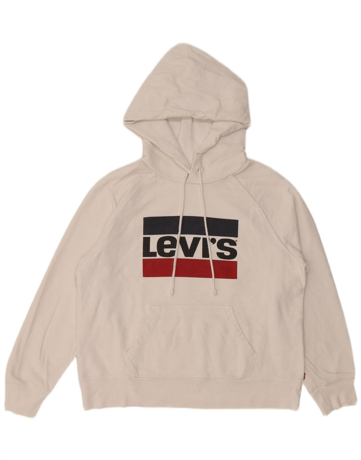 LEVI'S Jersey con capucha gráfico para mujer Reino Unido 14 Algodón blanco mediano