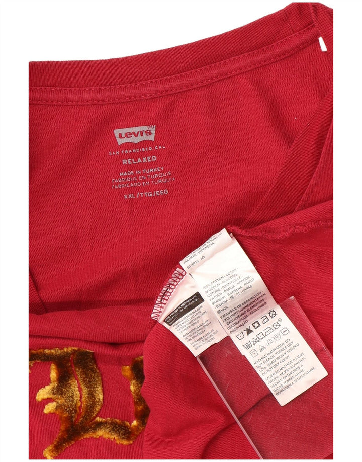 Levi's Camiseta gráfica relajada para hombre Top 2XL Algodón rojo