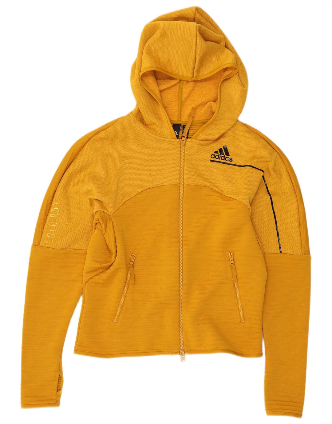 ADIDAS Sudadera con capucha y cremallera para mujer Reino Unido 12/14 Mediano Amarillo