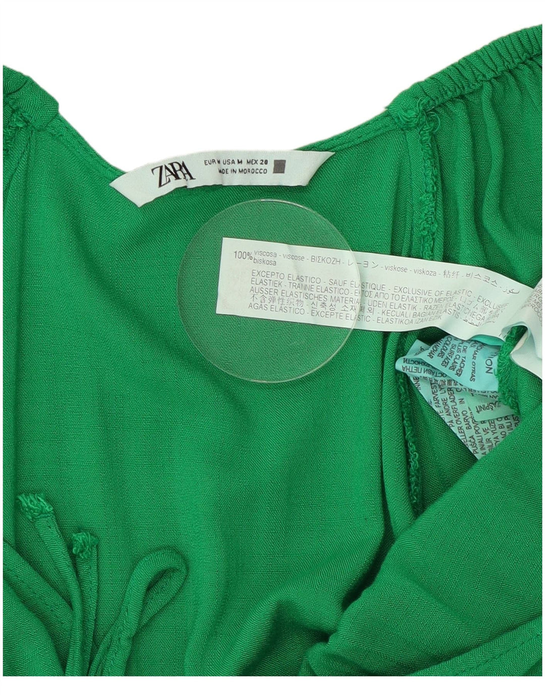 Zara Mujer Mono Corto Manga 3/4 UK 44 Viscosa Verde Medio