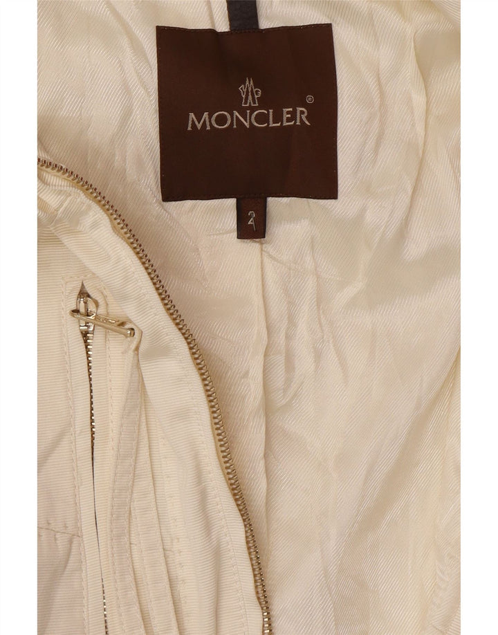 MONCLER Chaqueta bomber corta para mujer Talla 2 Mediana Off White Poliéster