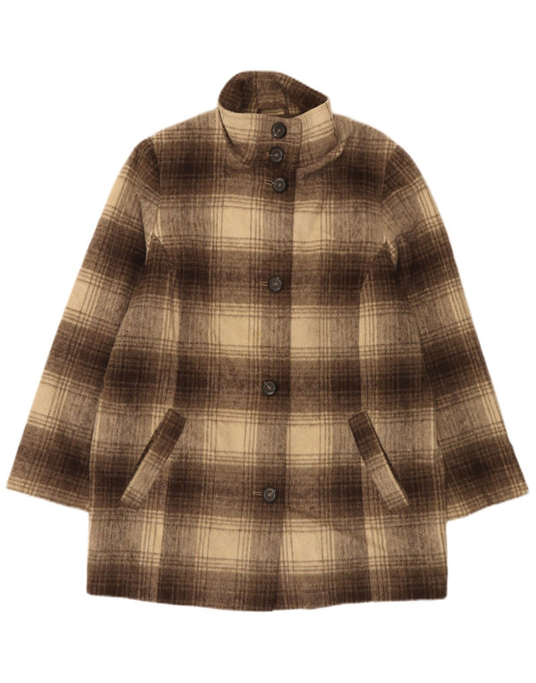 Marks & Spencer Abrigo para mujer UK 40 XL Acrílico a cuadros marrón