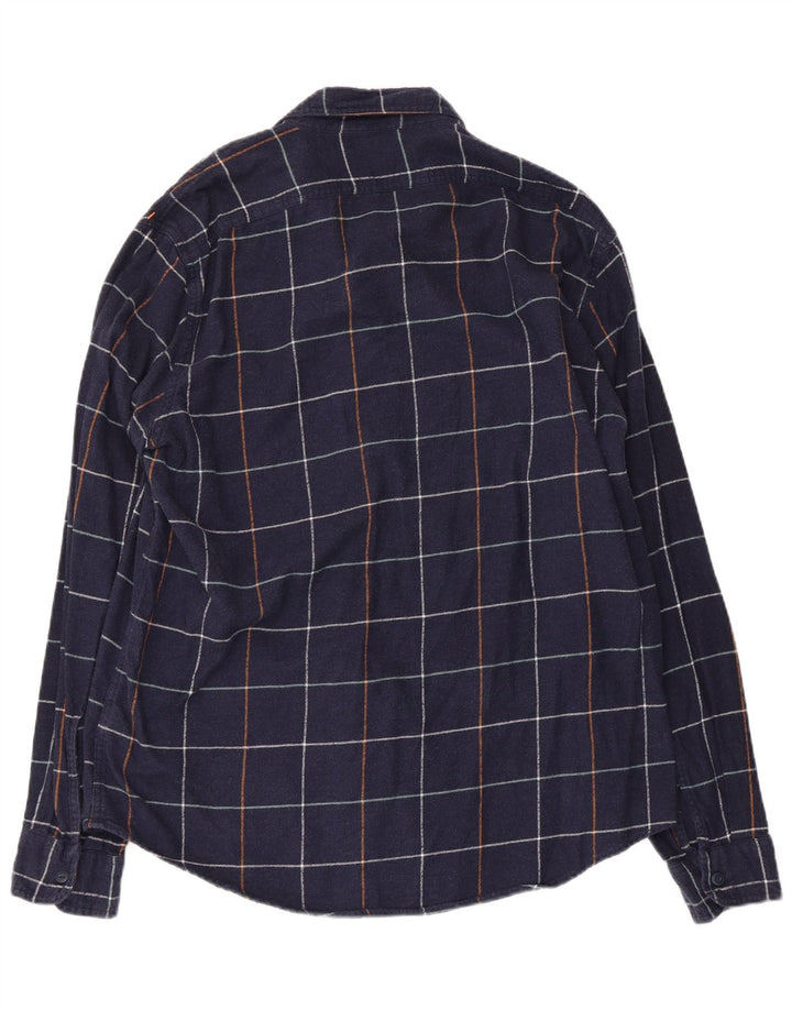 Camisa de franela para hombre J. Crew Algodón a cuadros azul marino grande