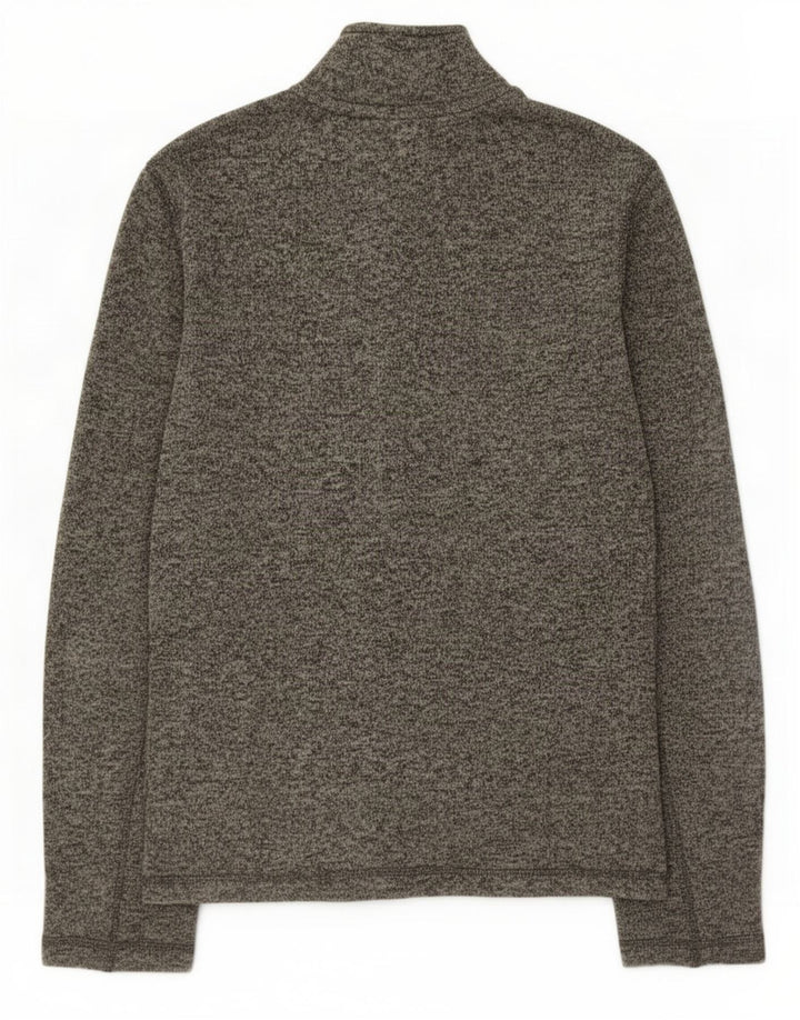Eddie Bauer - Sudadera con cuello y cremallera para hombre, color gris medio, poliéster moteado