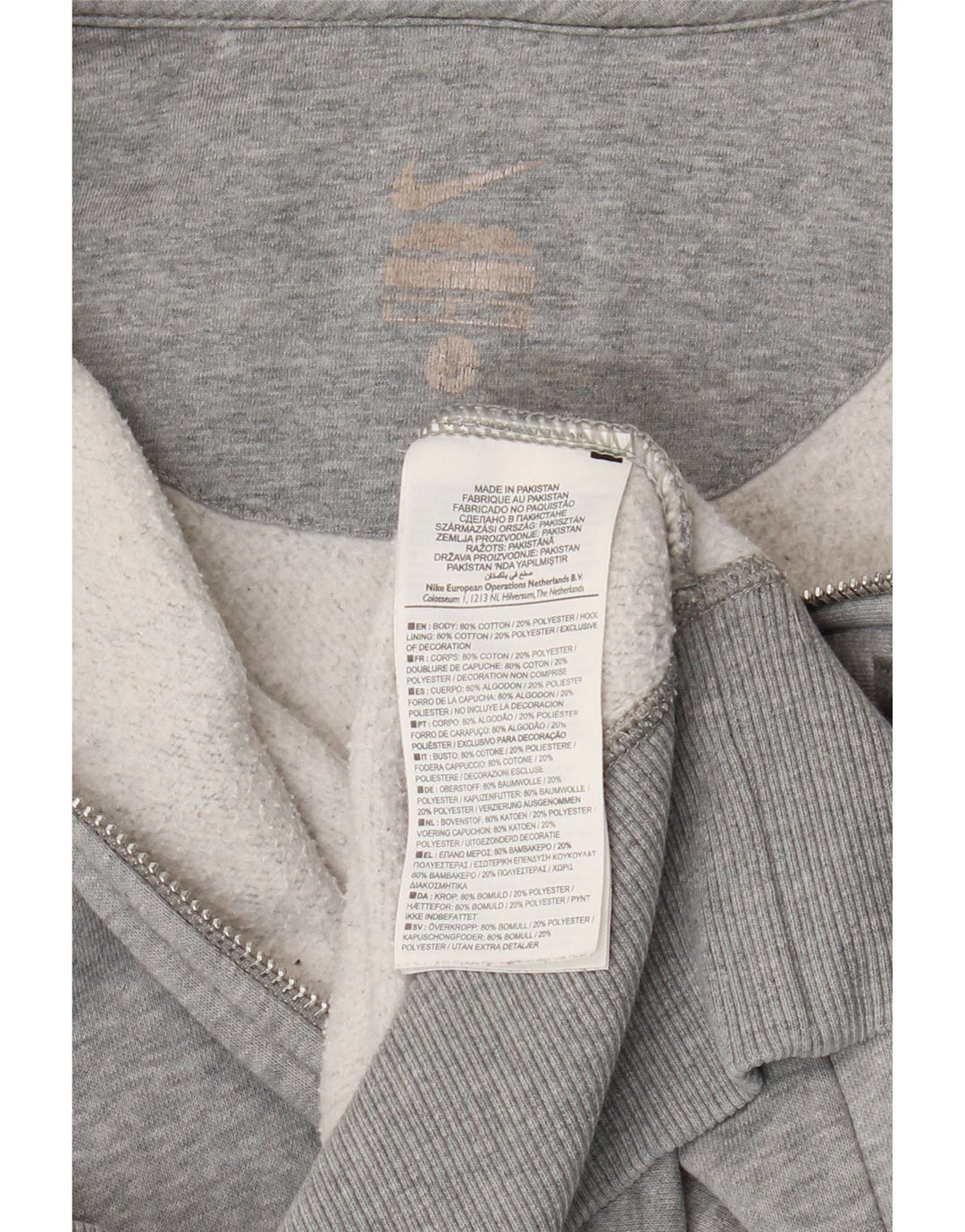 Nike Sudadera con capucha y cremallera gráfica para hombre, talla pequeña, algodón gris