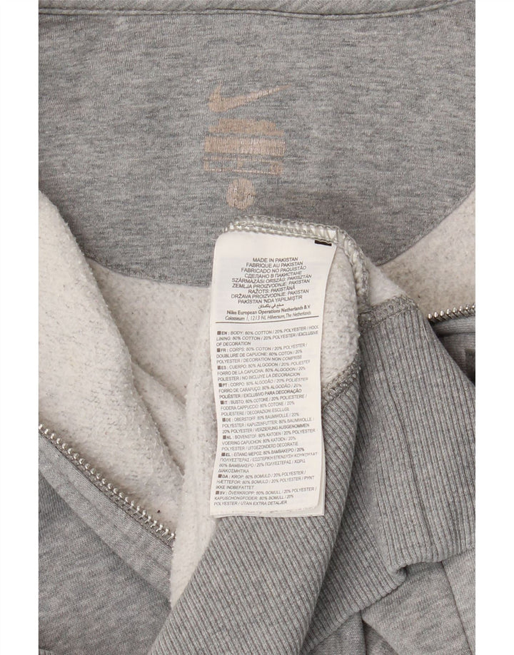 Nike Sudadera con capucha y cremallera gráfica para hombre, talla pequeña, algodón gris