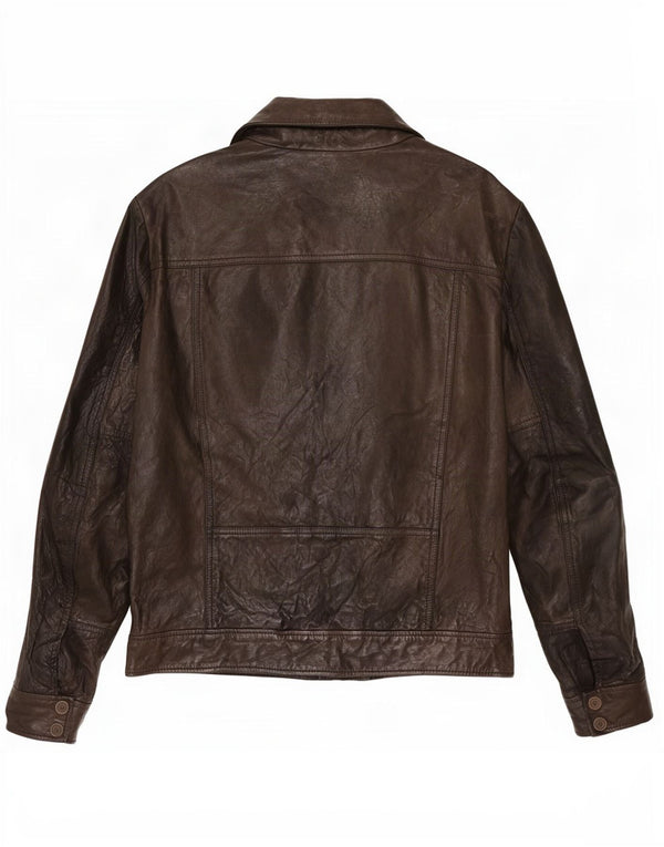 Calvin Klein Jeans Chaqueta motera de cuero para hombre Reino Unido 40 Grande Negro