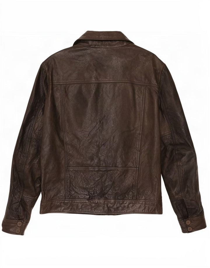 Calvin Klein Jeans Chaqueta motera de cuero para hombre Reino Unido 40 Grande Negro