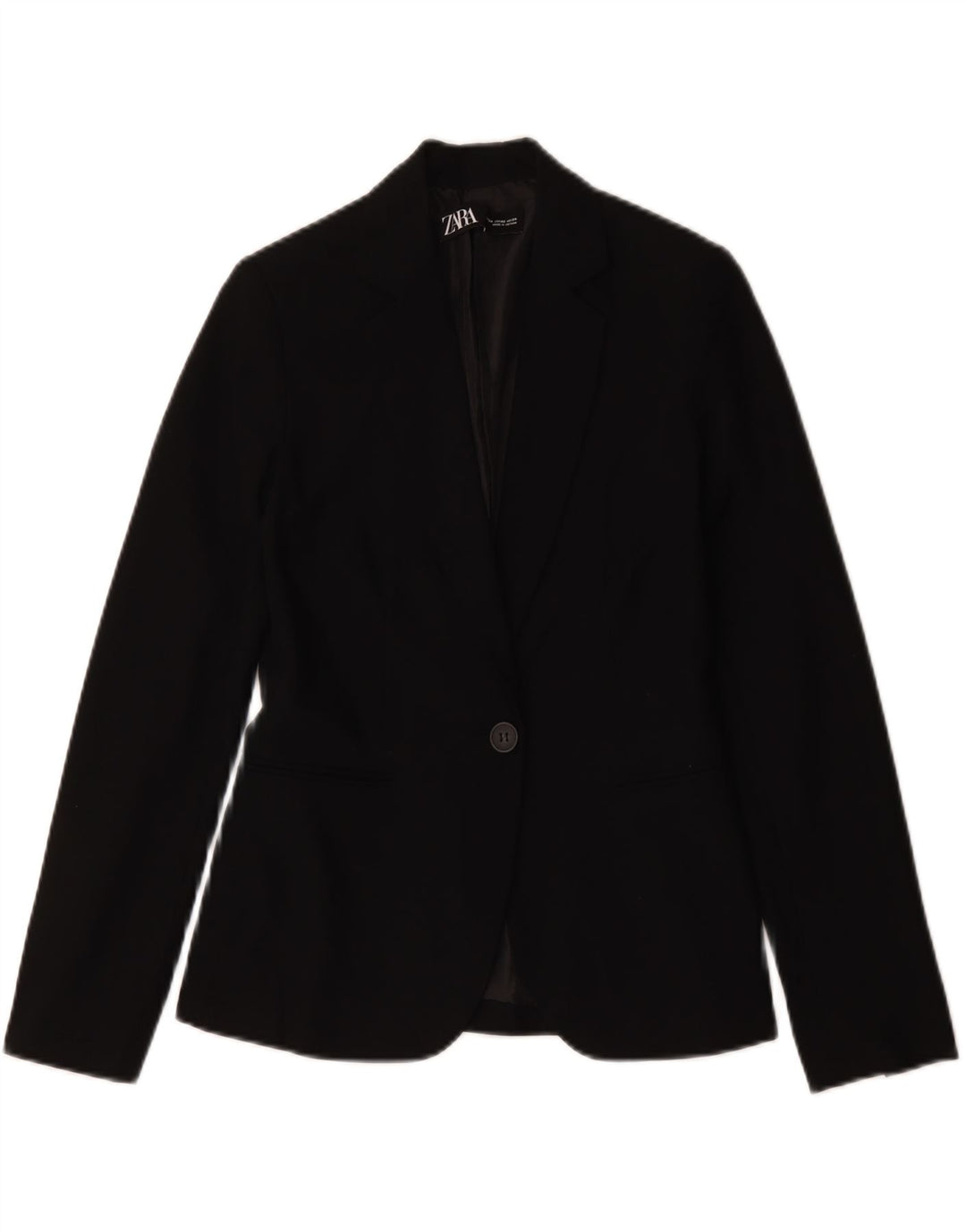 Zara Mujer Chaqueta Blazer De 1 Botón EU 34 2XS Poliéster Negro