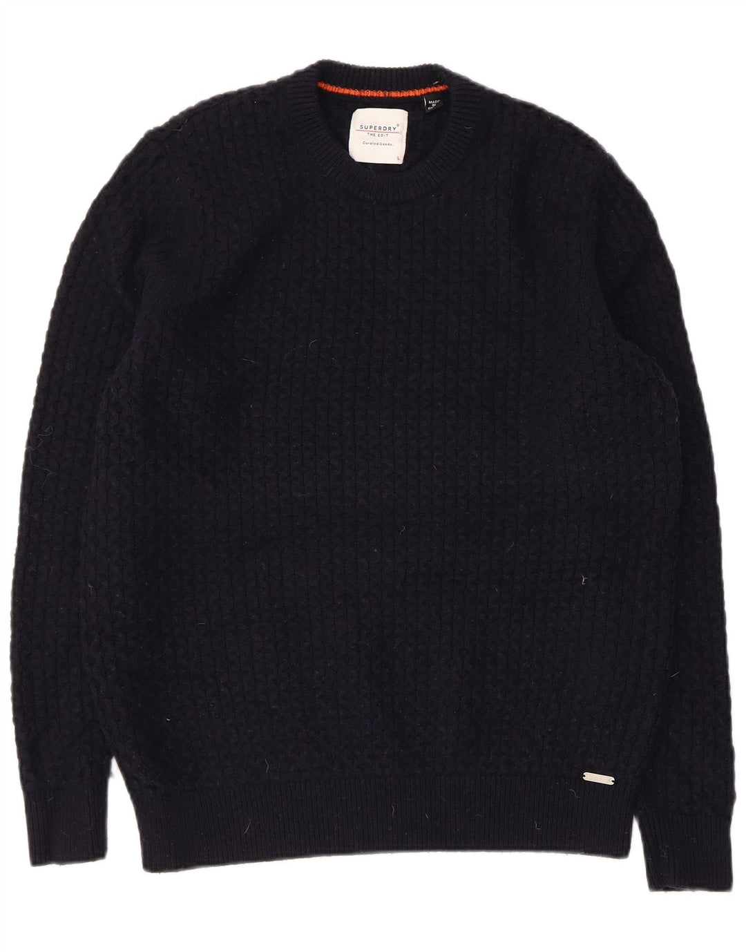 Superdry Jersey De Cuello Redondo Para Hombre De Lana De Cordero Azul Marino Grande