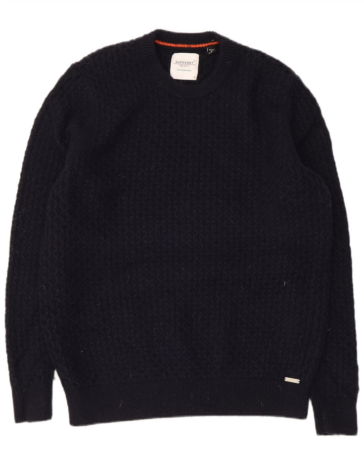 Superdry Jersey De Cuello Redondo Para Hombre De Lana De Cordero Azul Marino Grande