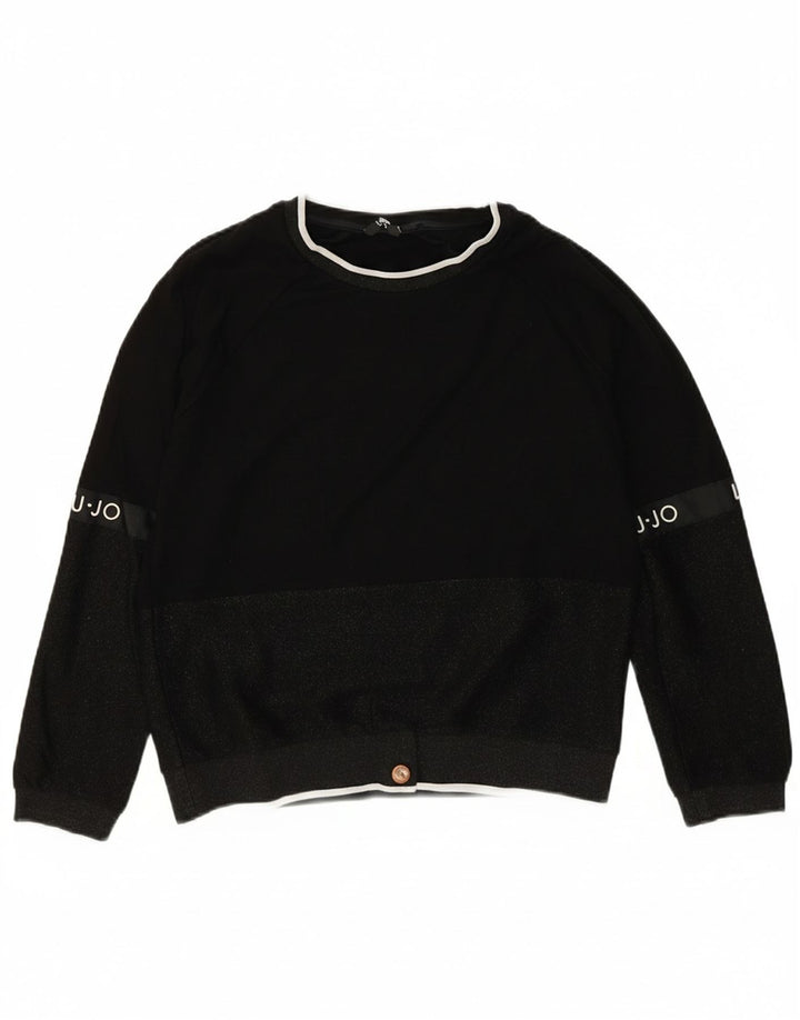 LIU JO Womens Crew Neck Jumper Sweater UK 14 Medium Black Colourblock