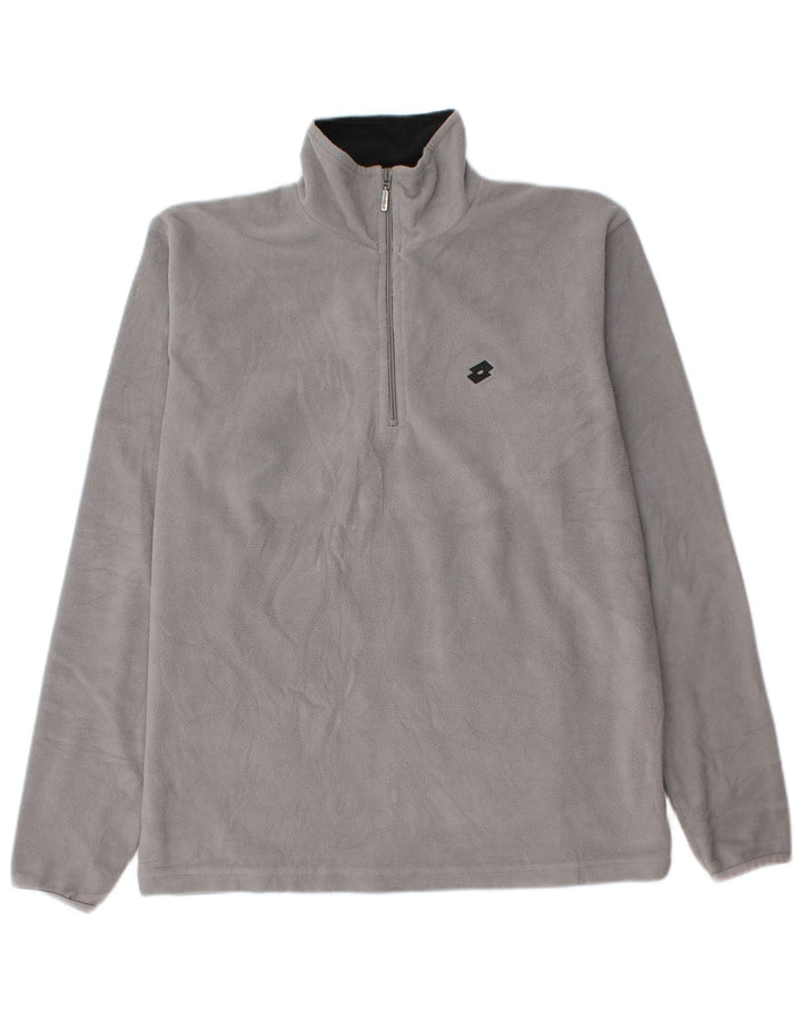 Lotto - Jersey de forro polar con cuello y cremallera para hombre, poliéster gris grande