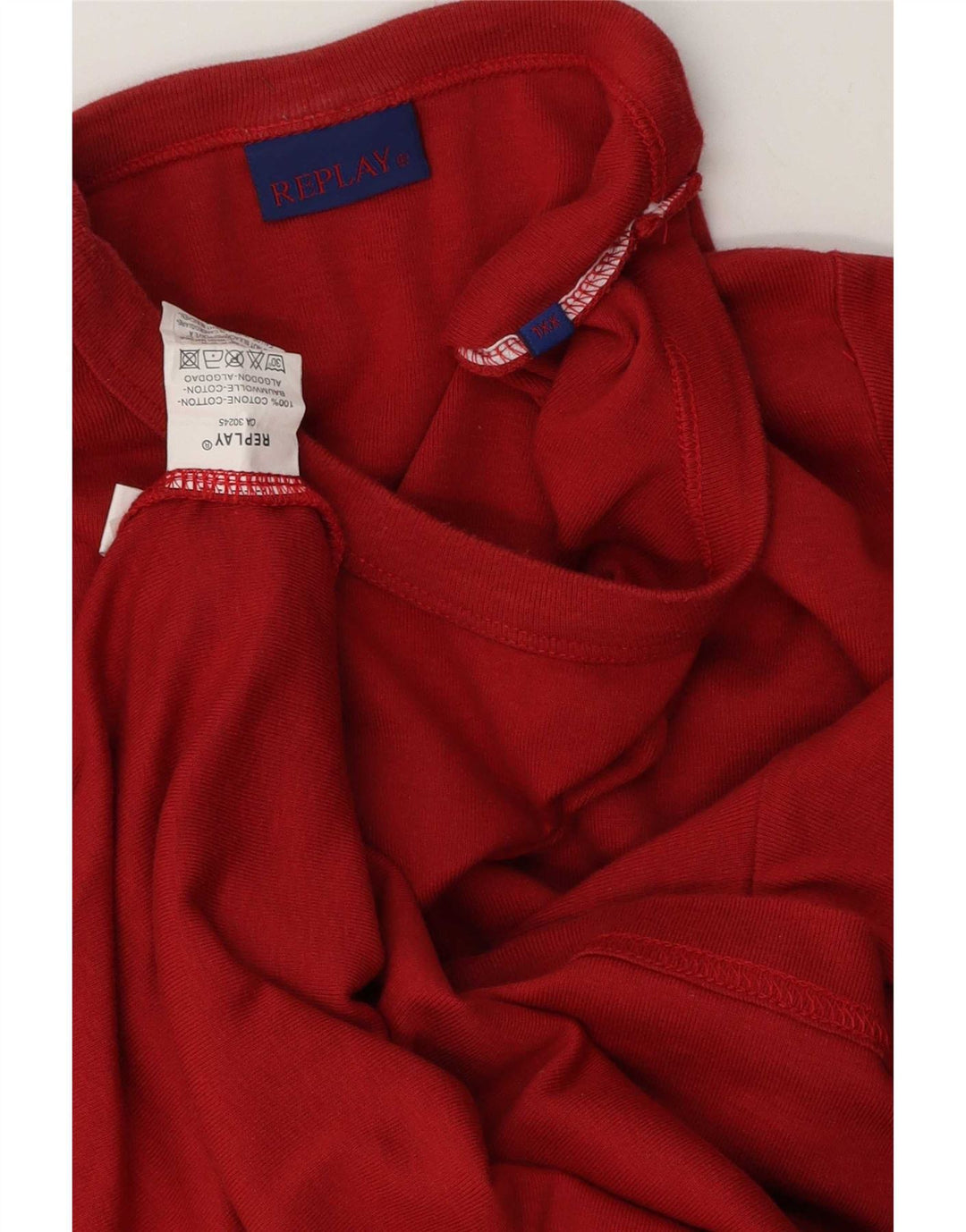 Replay Camiseta de manga larga para hombre 2XL Algodón rojo