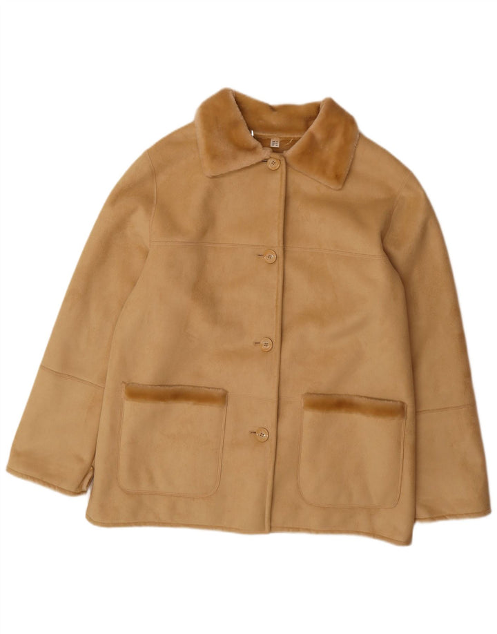 VINTAGE Chaqueta Sherpa para Mujer EU 44 XL Acrílico Beige