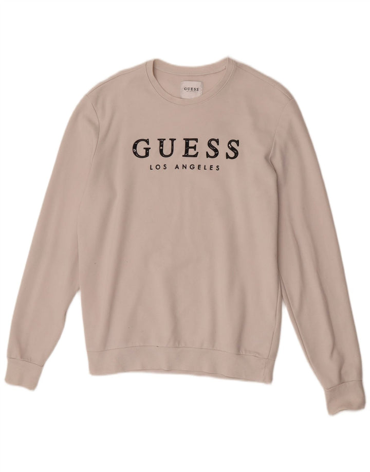 Guess Hombre Sudadera Gráfica Jumper Medium Poliéster Blanco