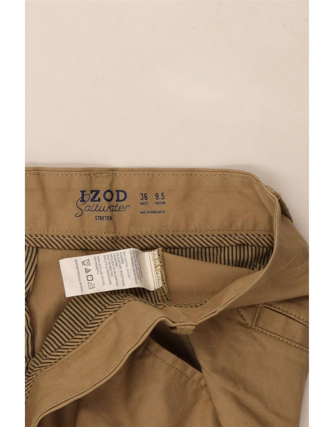 IZOD Pantalones cortos chinos para hombre W36 Algodón marrón grande