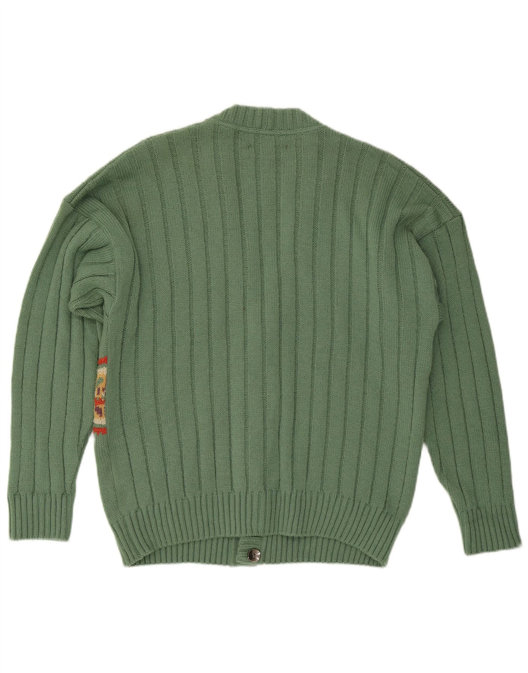 VINTAGE Suéter cárdigan para hombre IT 50 Lana geométrica verde medio