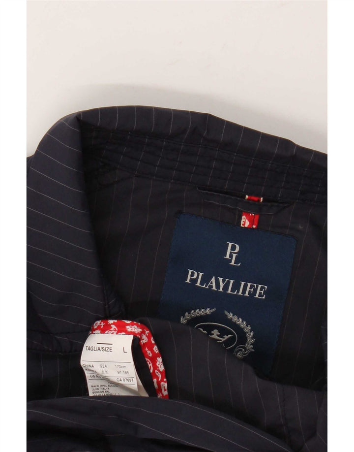 Playlife Chaqueta bomber para mujer UK 46 Grande Poliéster a rayas azul marino