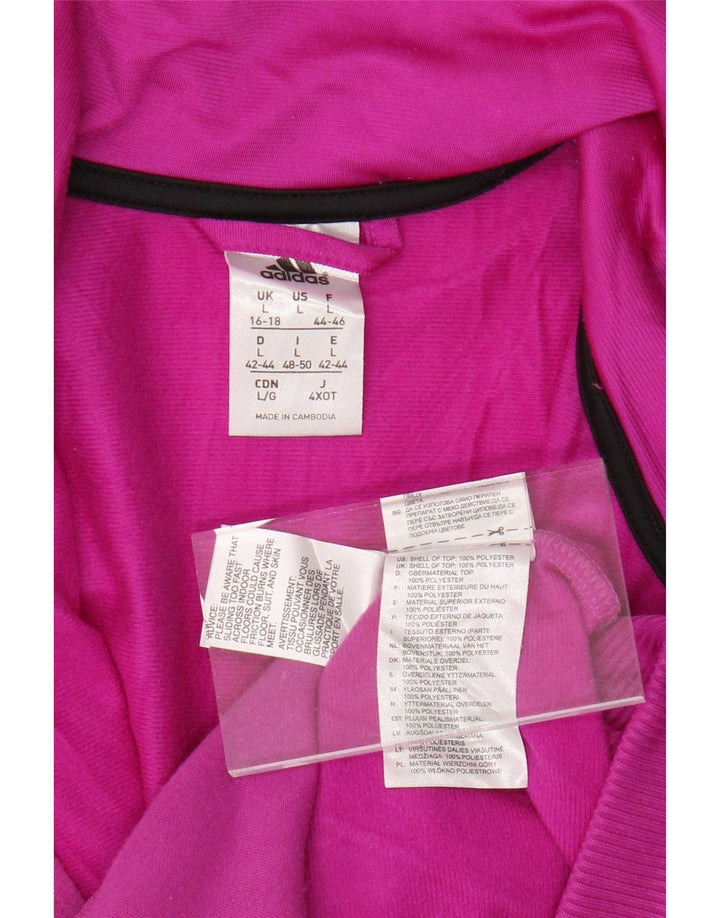 Adidas Mujer Chándal Top Chaqueta UK 16/18 Grande Rosa Poliéster