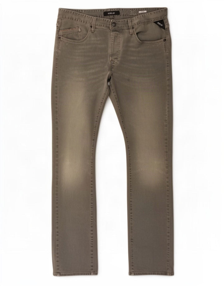 Replay Vaqueros ajustados Waitom para hombre W36 L36 Algodón gris