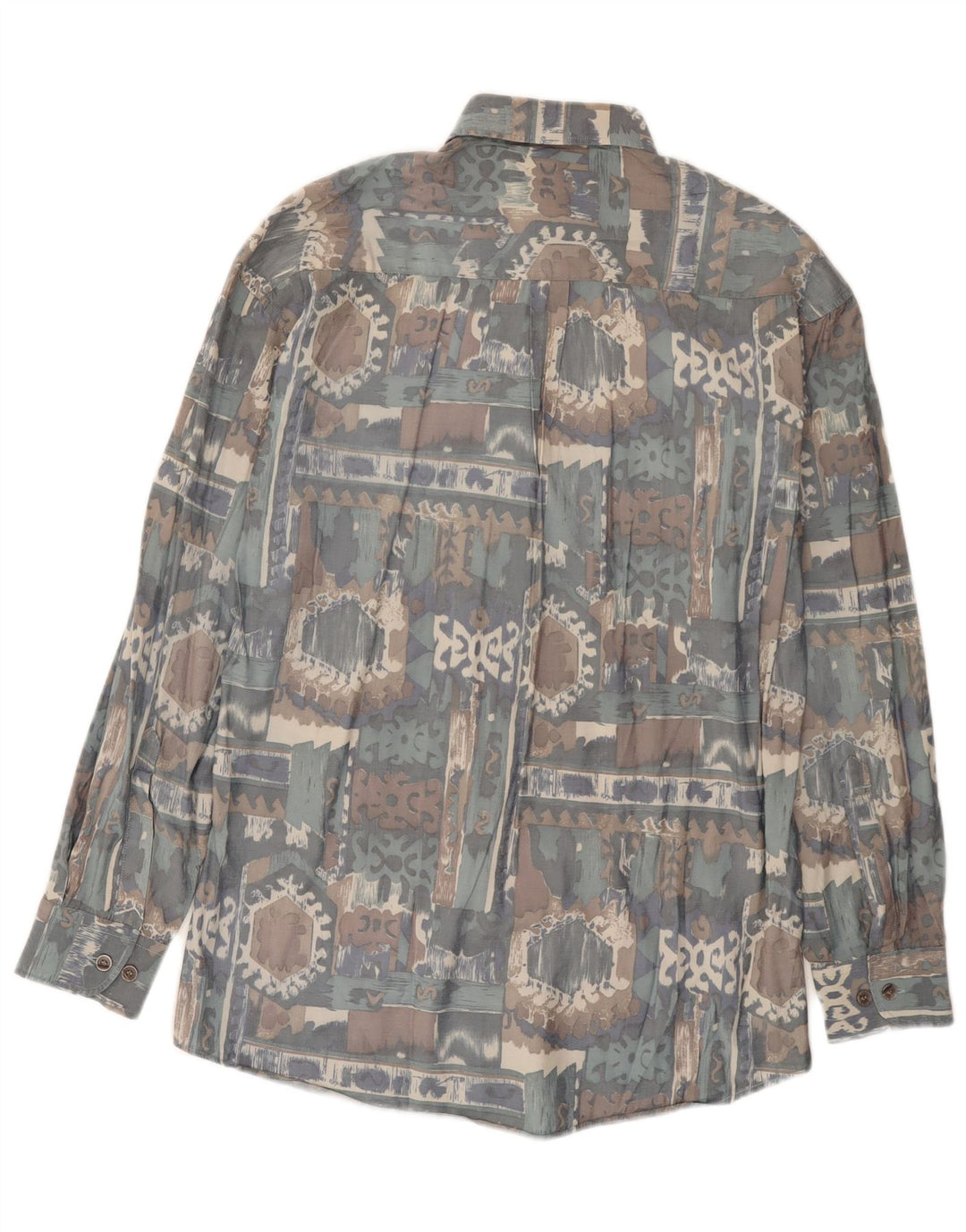 Camisa C & A para hombre con estampado abstracto, talla 37/38, talla pequeña, viscosa multicolor