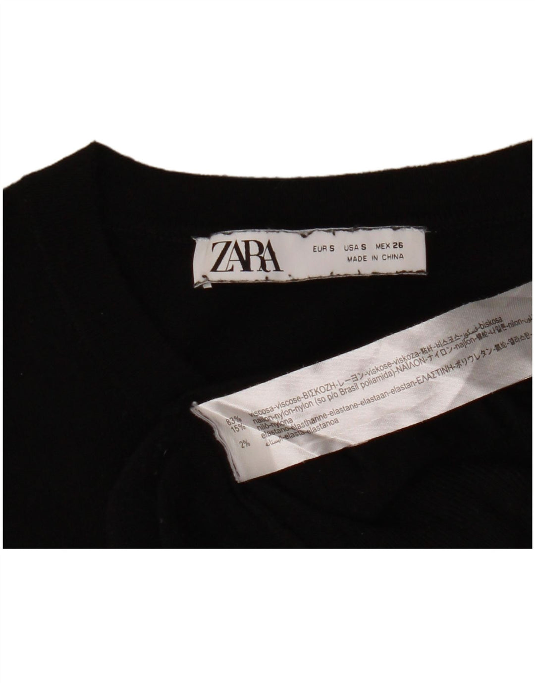 ZARA Jersey con cuello barco para mujer, talla 40, talla pequeña, viscosa negra