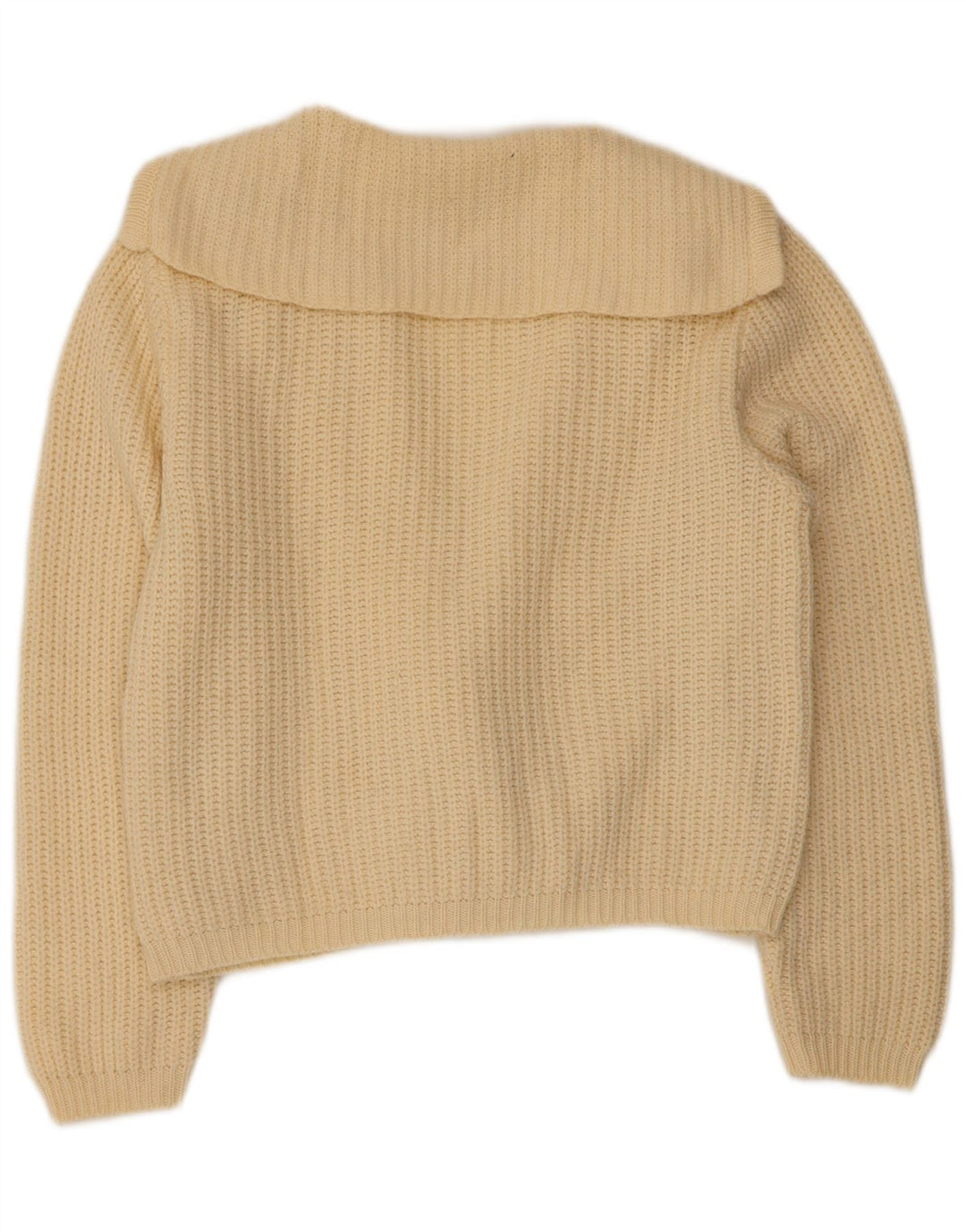 BENETTON Suéter tipo cárdigan corto para mujer IT 46 Large Off White Wool