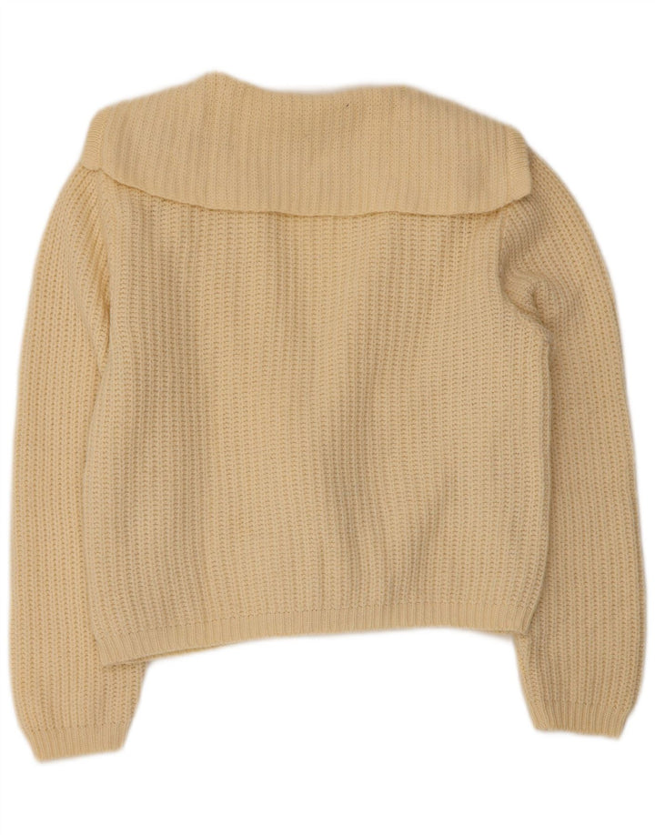 BENETTON Suéter tipo cárdigan corto para mujer IT 46 Large Off White Wool