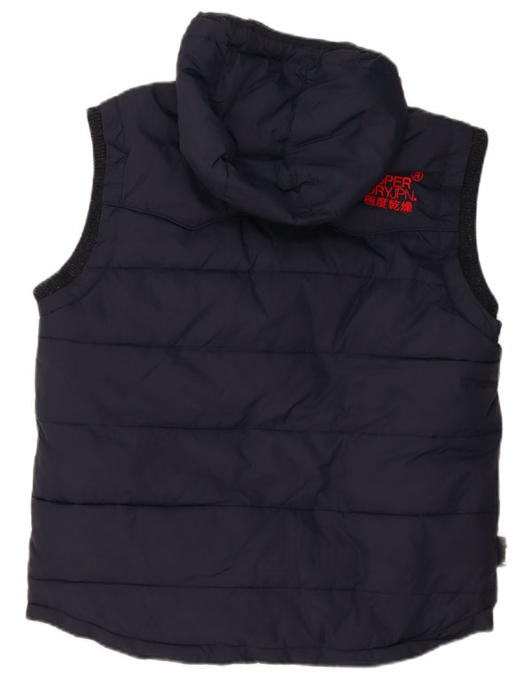 Superdry Chaleco acolchado con capucha para hombre UK 42 XL Poliéster azul marino
