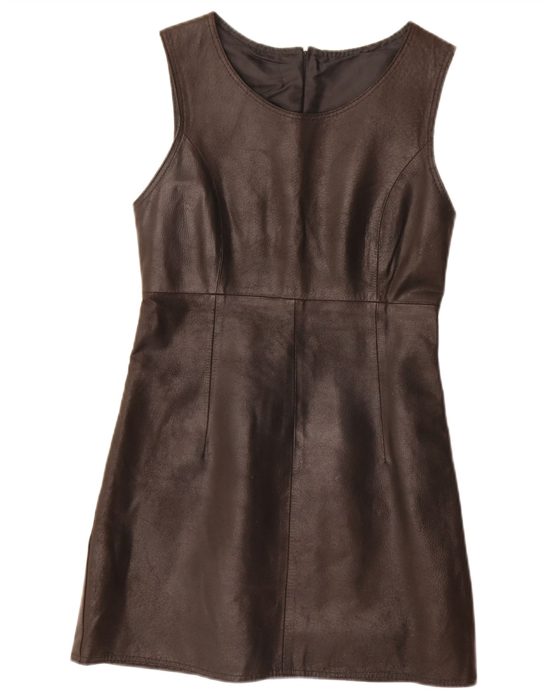Vestido de tubo de cuero sin mangas vintage para mujer IT 42 Negro medio