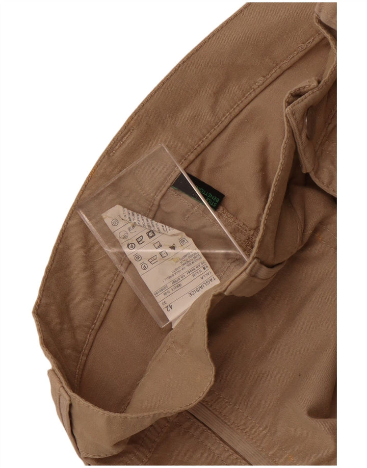 Benetton Pantalón Cargo Slim Mujer IT 42 Medium W30 L30 Algodón Beige
