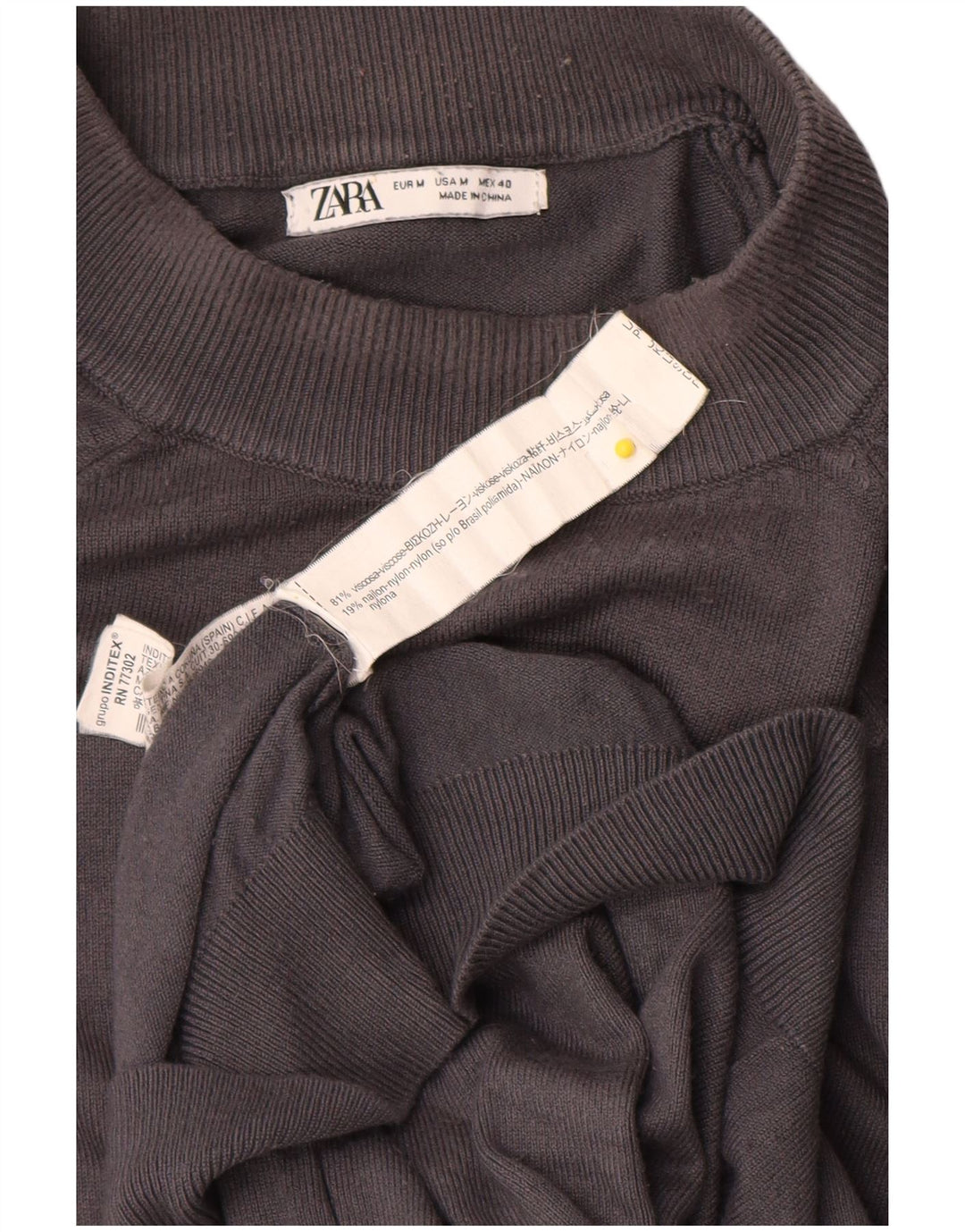 Zara Hombre Jersey Cuello Redondo Viscosa Gris Medio