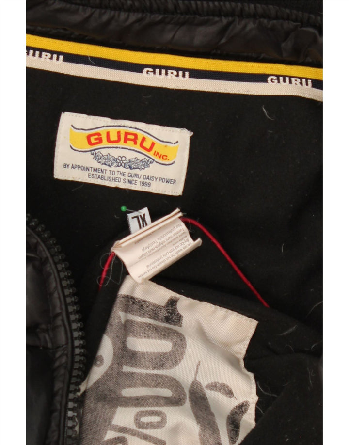 GURU Womens Hooded Padded Jacket UK 18 XL Black Nylon Vintage Guru and Second-Hand Guru from Messina Hembry 