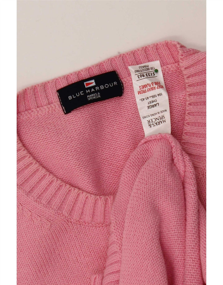 Marks & Spencer - Jersey de cuello redondo para hombre, color azul, talla grande, color rosa
