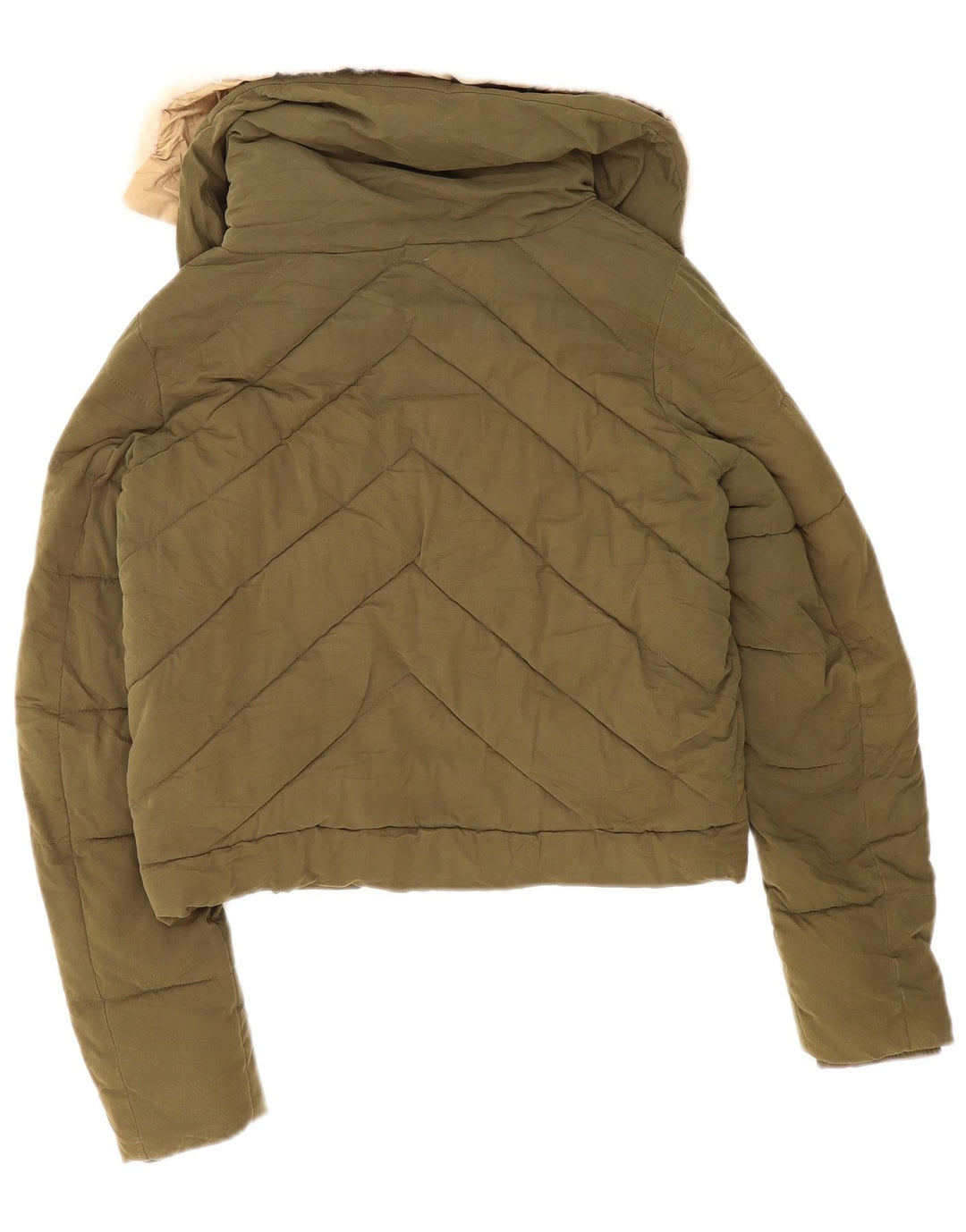 Zara Mujer Crop Chaqueta Acolchada Extragrande UK 6 XS Caqui