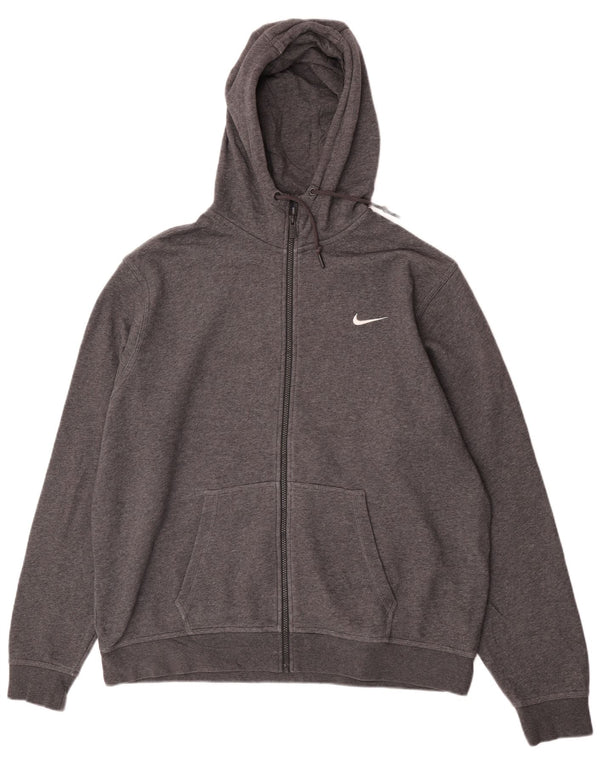 Nike Sudadera con capucha y cremallera para hombre, talla 2XL, algodón gris, deportes