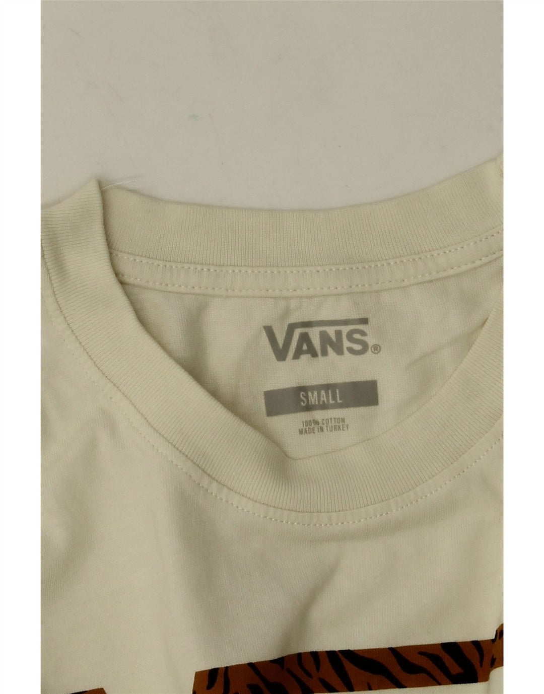 Vans Top gráfico de manga larga de algodón blanco roto pequeño para hombre